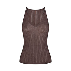 SHEER KNIT PLUNGE TANK | AMETHYST