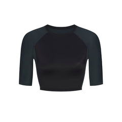 NikeSKIMS SHINE PADDED HALF SLEEVE CROP TOP | OBSIDIAN AND DARK TEAL