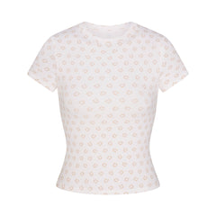 COTTON RIB T-SHIRT | OCHRE HORSESHOE PRINT