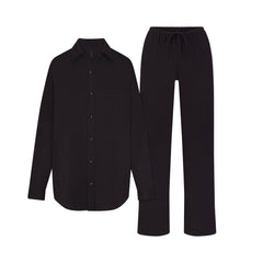 ORGANIC COTTON SLEEP LONG SLEEVE SET | OBSIDIAN