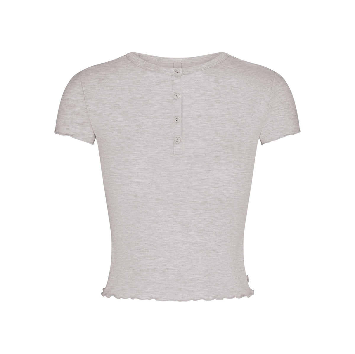 SKIMS SLEEP HENLEY AND FOLDOVER SHORT SET | LIGHT HEATHER GREY