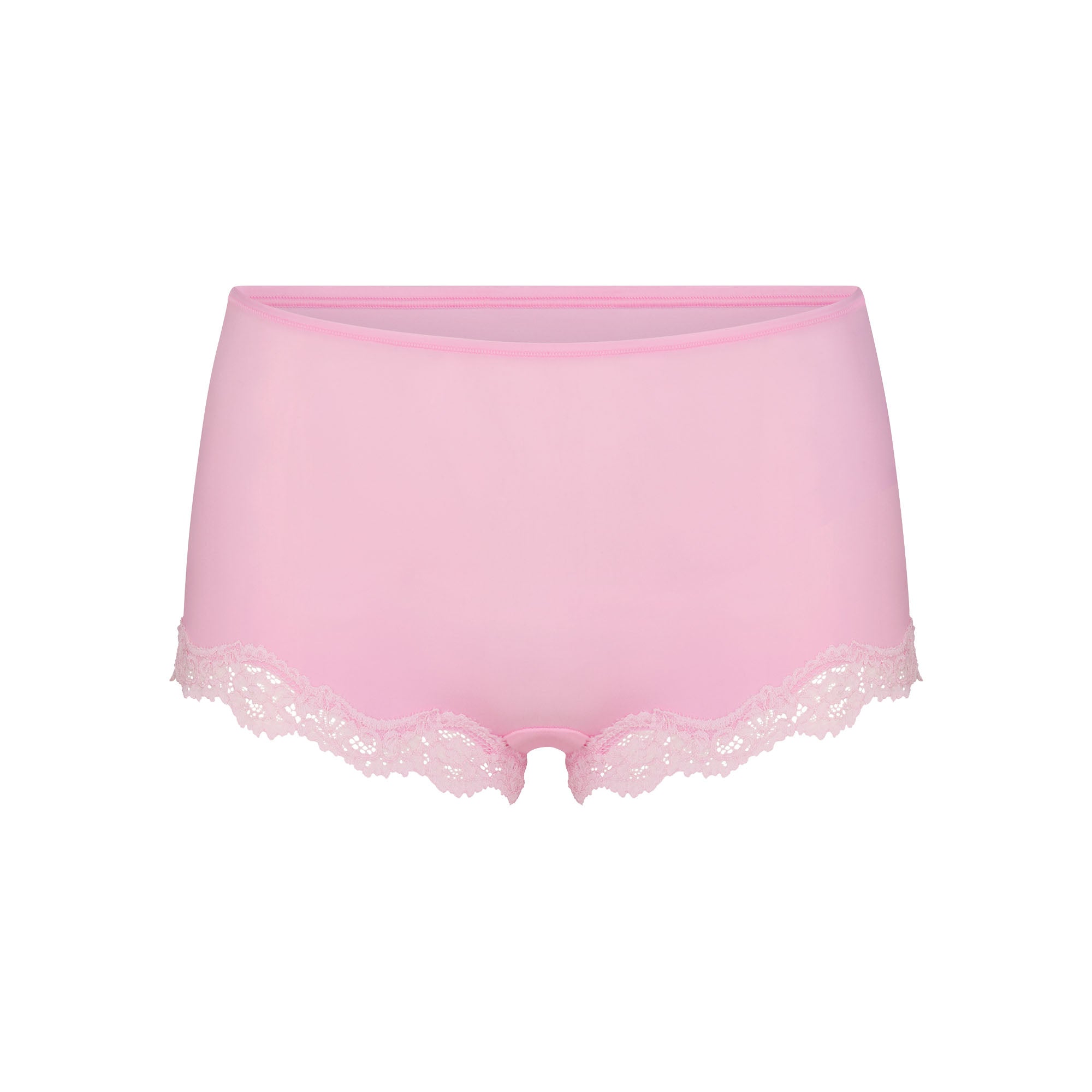 FITS EVERYBODY LACE TRIANGLE CAMI AND BOY SHORT SET | BUBBLE GUM TONAL
