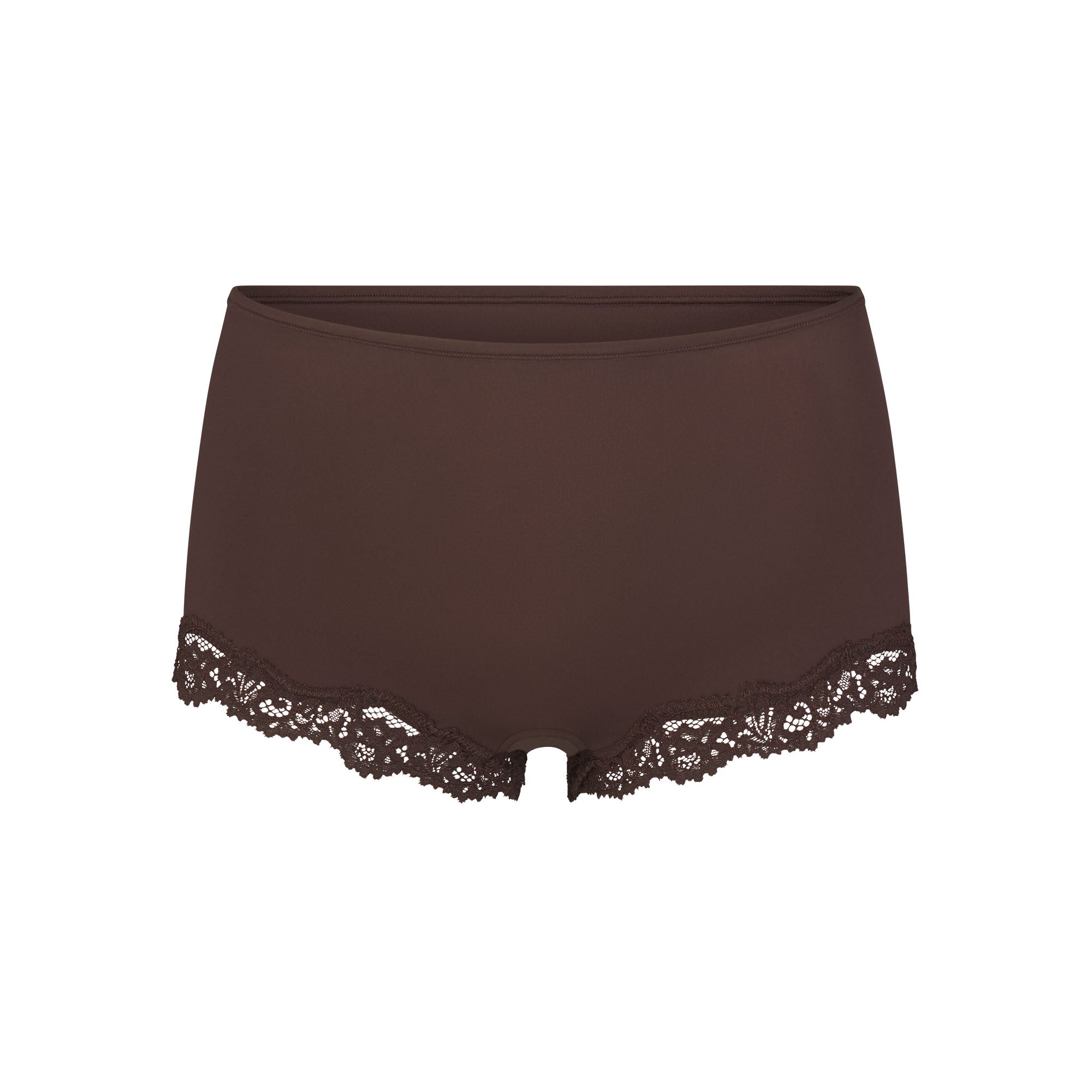 FITS EVERYBODY LACE TRIANGLE CAMI AND BOY SHORT SET | ESPRESSO