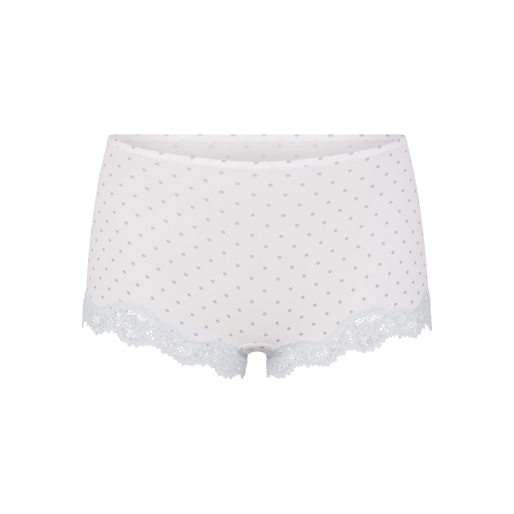 FITS EVERYBODY LACE TRIANGLE CAMI AND BOY SHORT SET | SLATE PIN DOT PRINT