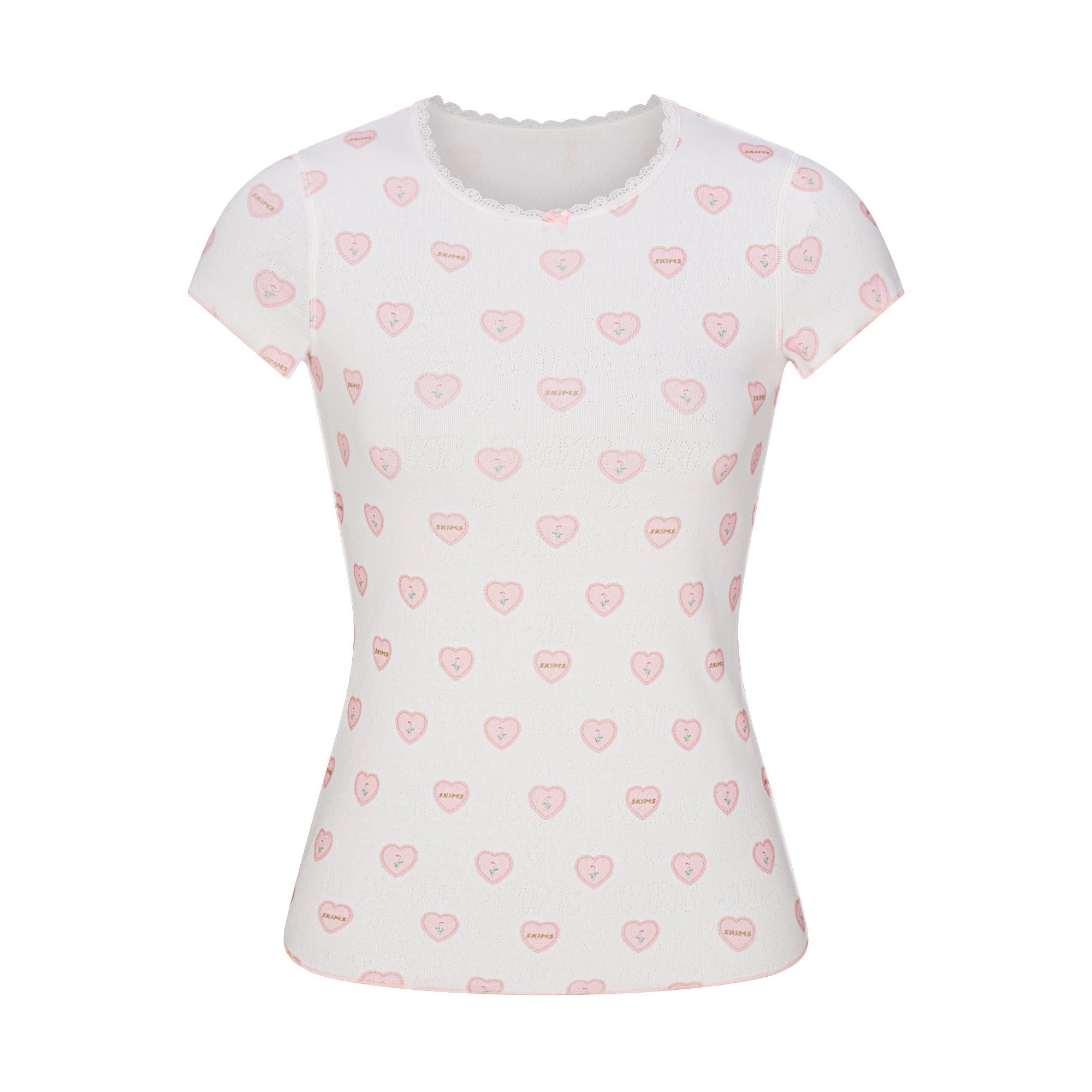 LOGO POINTELLE BABY TEE AND MICRO SHORT SET | SNOW LACE HEARTS