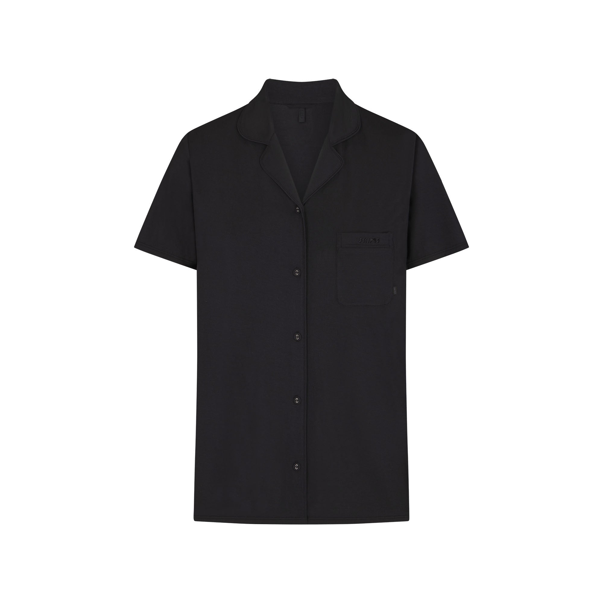 SKIMS SLEEP SHORT SLEEVE BUTTON UP SET | ONYX