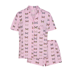 SKIMS SLEEP SHORT SLEEVE BUTTON UP SET | PEONY BUTTERFLY PRINT