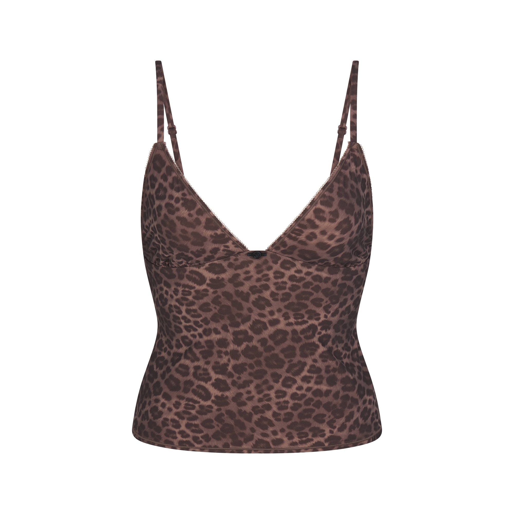 FITS EVERYBODY PICOT CAMI AND BOY SHORT SET | UMBER LEOPARD PRINT