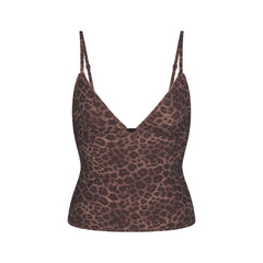 FITS EVERYBODY PICOT CAMI AND BOY SHORT SET | UMBER LEOPARD PRINT