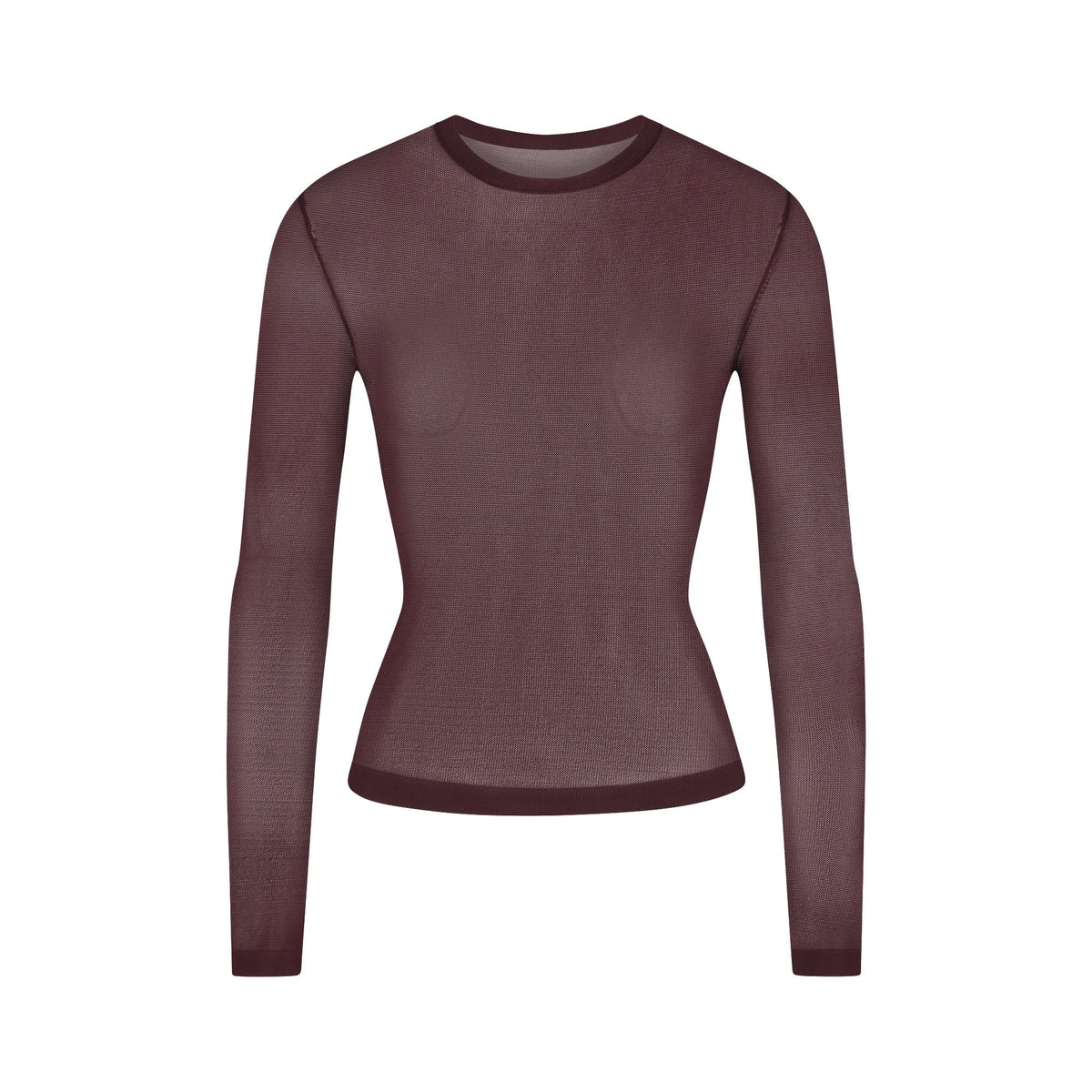 SLINKY KNIT CREW NECK LONG SLEEVE TOP | CURRANT