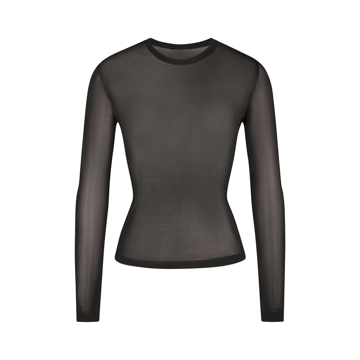 SLINKY KNIT CREW NECK LONG SLEEVE TOP | OBSIDIAN