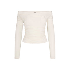 VETTESE X SKIMS SHEER MODAL OFF THE SHOULDER TOP | ECRU