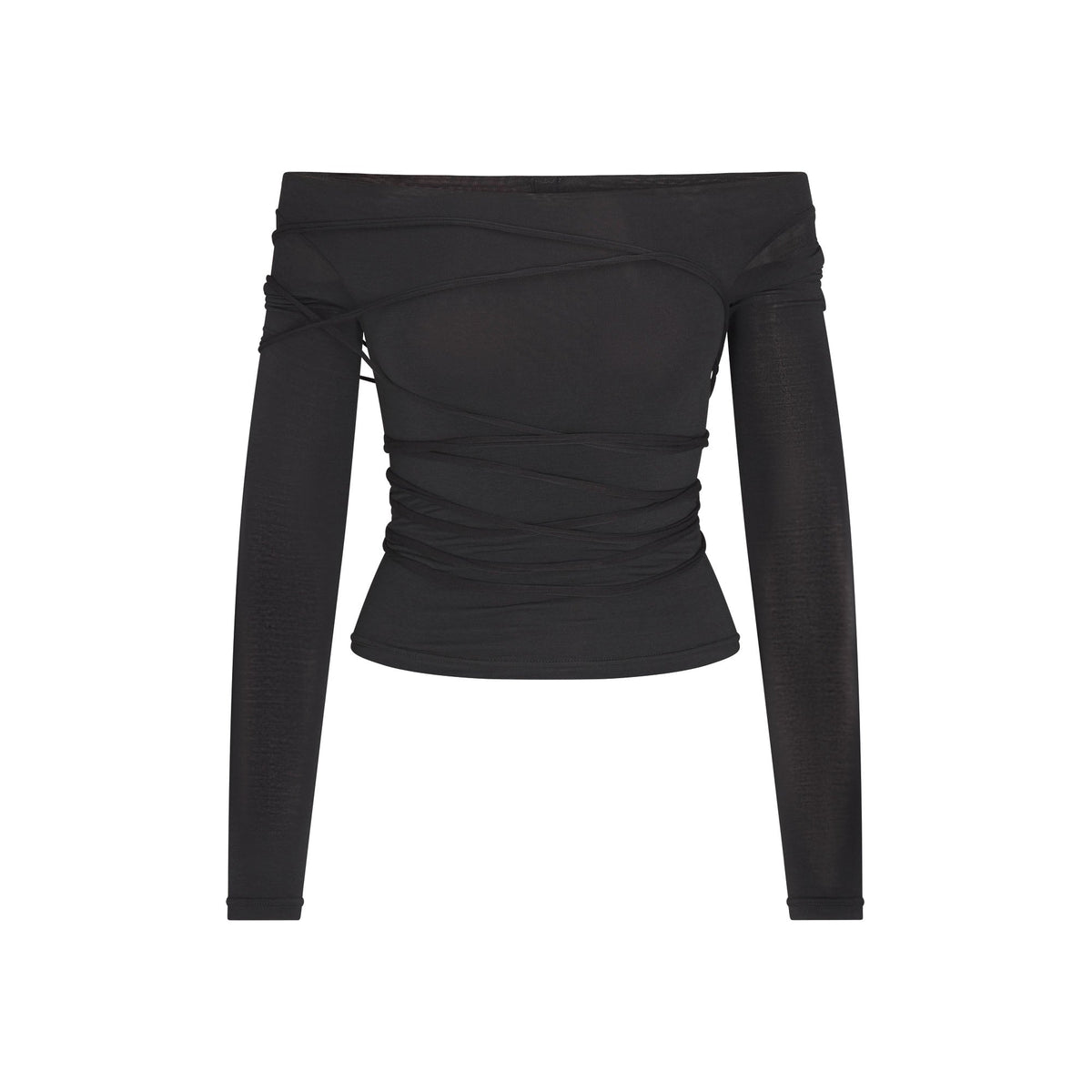 VETTESE X SKIMS SHEER MODAL OFF THE SHOULDER TOP | ONYX