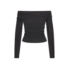 VETTESE X SKIMS SHEER MODAL OFF THE SHOULDER TOP | ONYX
