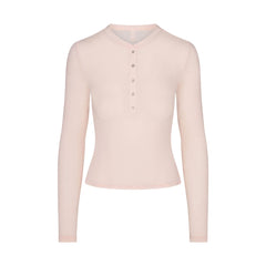 SHEER MODAL CREWNECK HENLEY | PRIMROSE