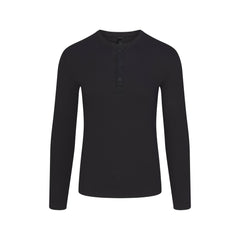 SKIMS COTTON RIB MENS HENLEY | ONYX