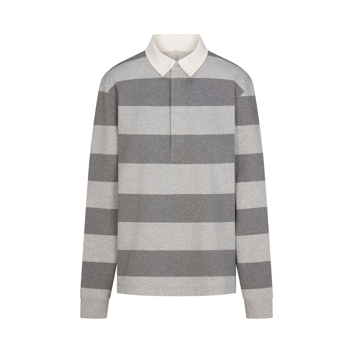 BOYFRIEND FLEECE OVERSIZED POLO | GREY HEATHER MULTI