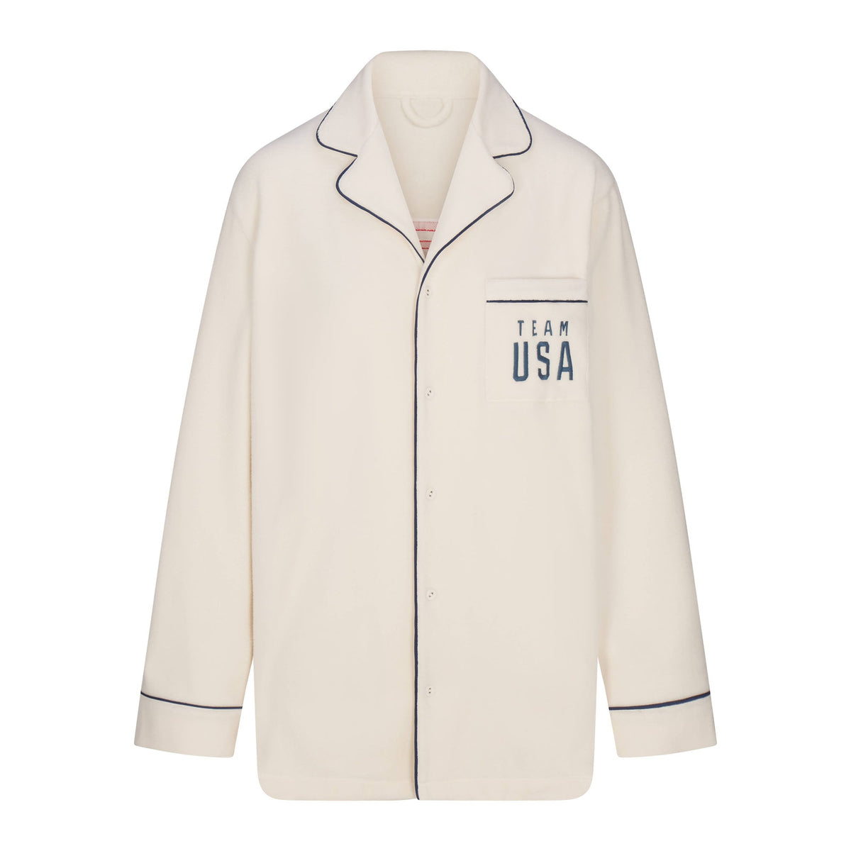 SKIMS FOR TEAM USA FLEECE UNISEX OLYMPIC OVERSIZED SLEEP TOP | ECRU