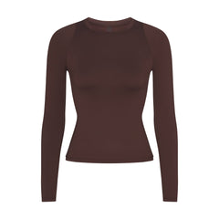 NikeSKIMS AIRY LONG SLEEVE CREW NECK TOP | DARK SEPIA