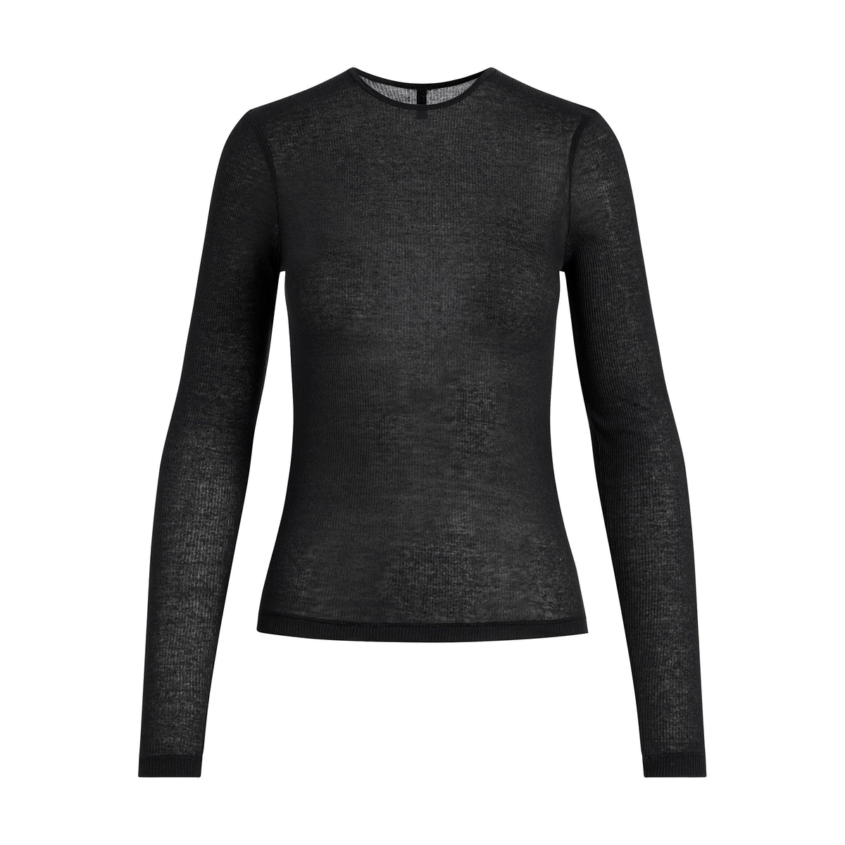 SHEER RIB LONG SLEEVE T-SHIRT | SOOT