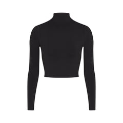 NikeSKIMS VINTAGE SEAMLESS MOCK NECK CROP TOP | OBSIDIAN