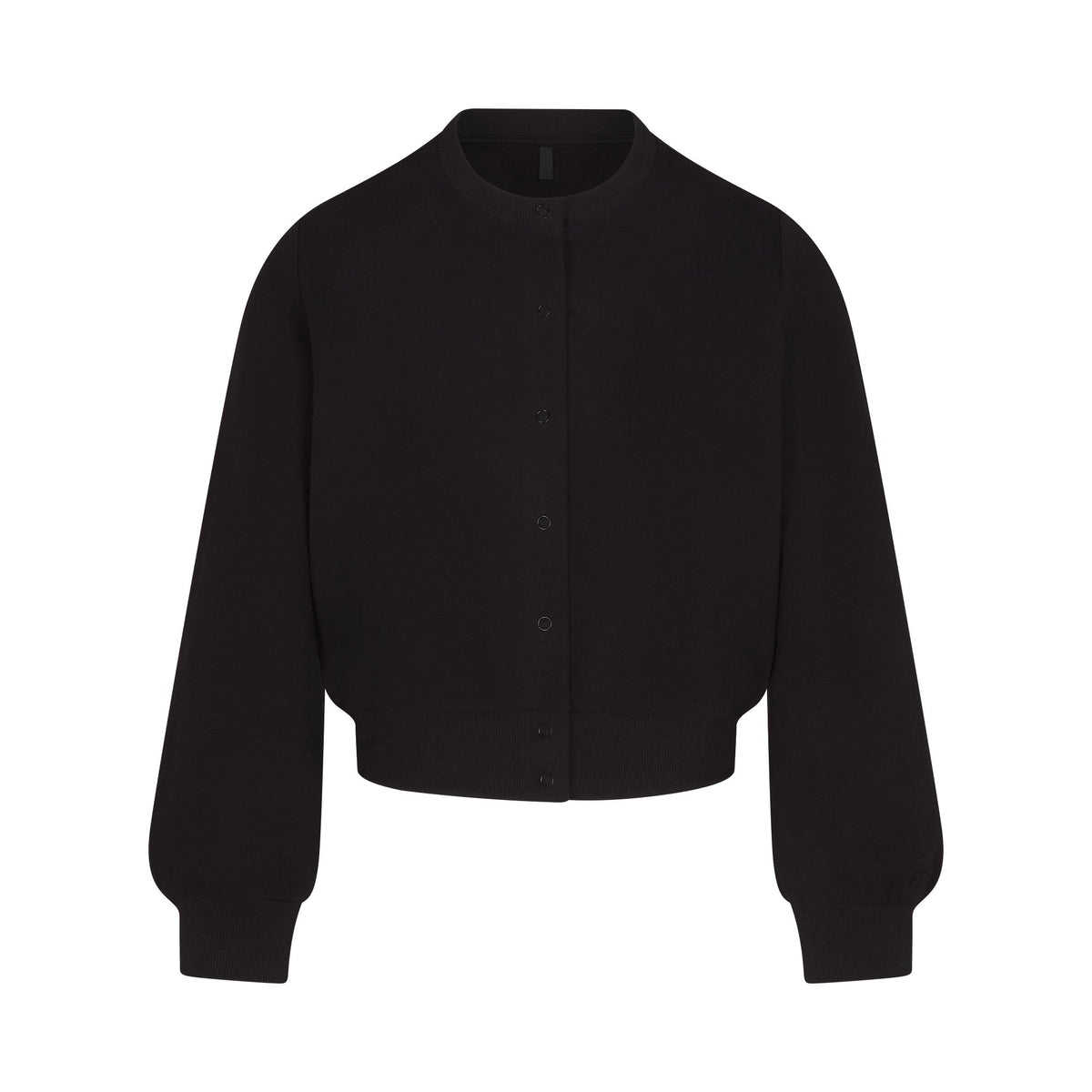 COTTON FLEECE SHRUNKEN CARDIGAN | ONYX