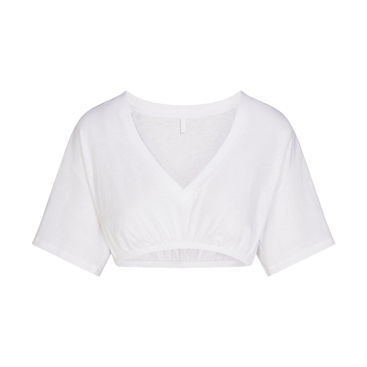 WORN IN JERSEY SUPER CROPPED V-NECK T-SHIRT | SNOW