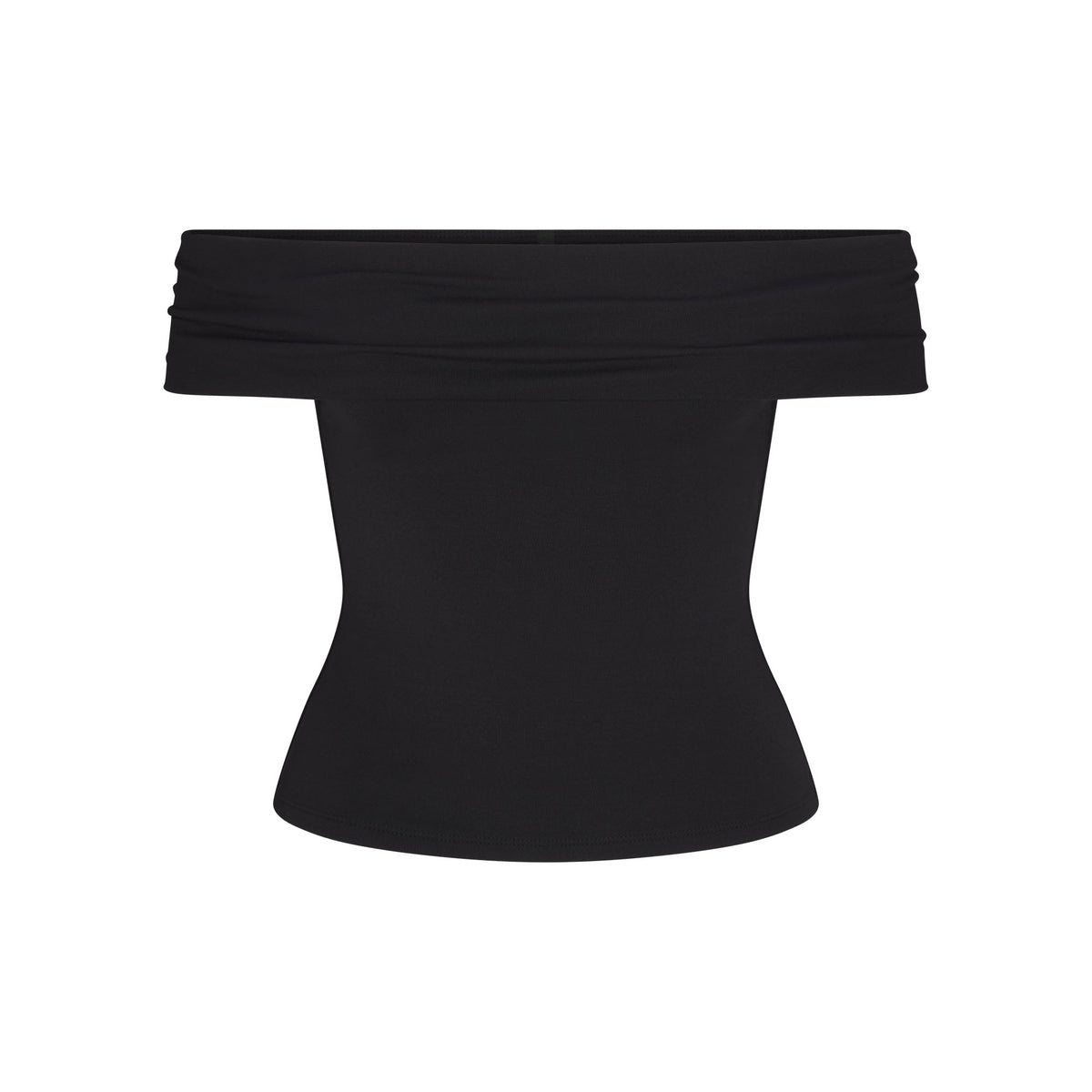 SMOOTH LAYERS ASYMMETRICAL OFF THE SHOULDER TOP | OBSIDIAN