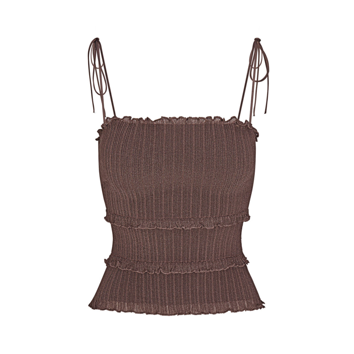 SHEER KNIT RUFFLE CAMI | AMETHYST