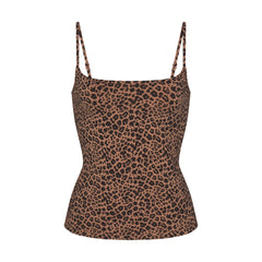 COTTON JERSEY SCOOP NECK CAMI | SIENNA NATURAL LEOPARD