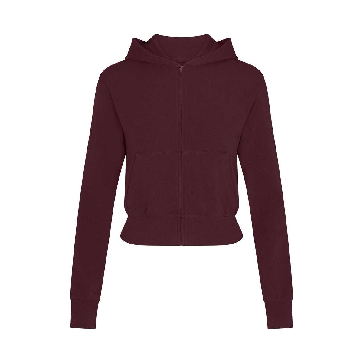 COTTON JERSEY ZIP UP HOODIE | CURRANT