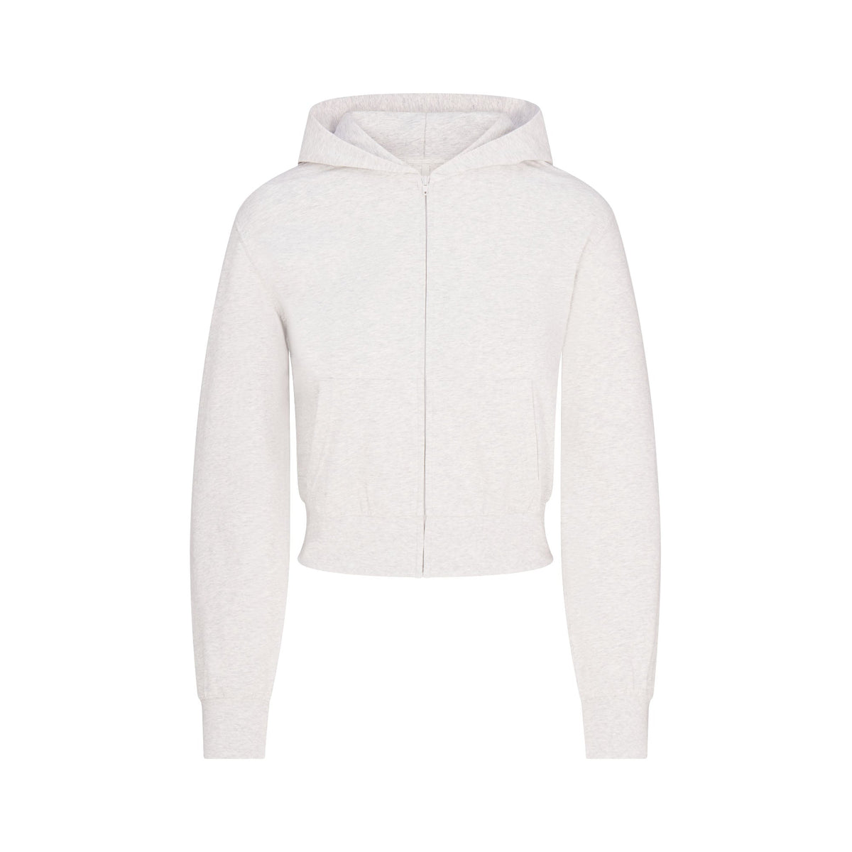 COTTON JERSEY ZIP UP HOODIE | LIGHT HEATHER GREY