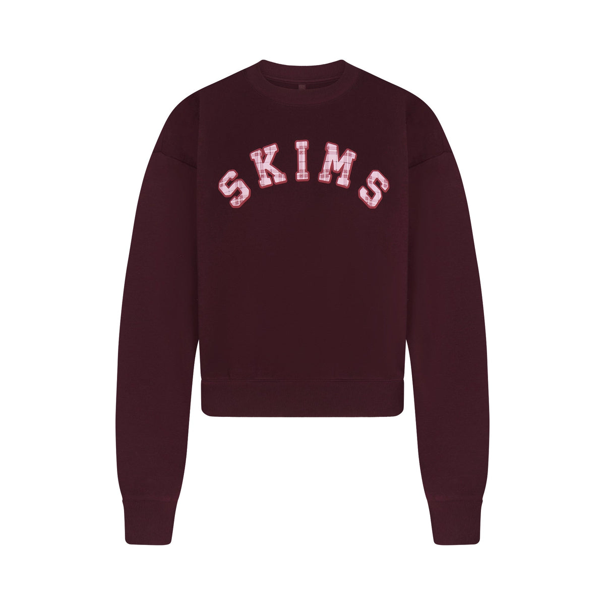 COTTON FLEECE CLASSIC CREWNECK | CURRANT ARCHED SKIMS PLAID