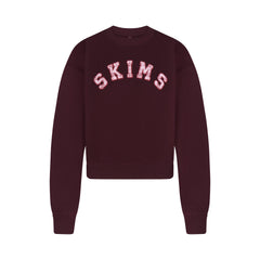 COTTON FLEECE CLASSIC CREWNECK | CURRANT ARCHED SKIMS PLAID