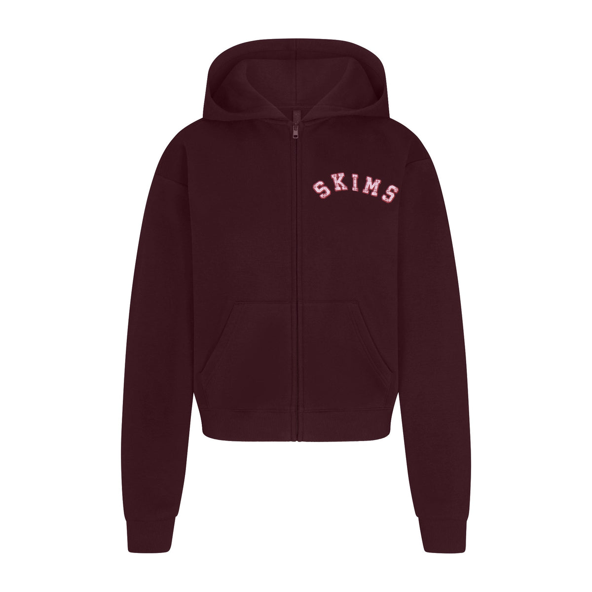 COTTON FLEECE CLASSIC ZIP UP HOODIE | CURRANT ARCHED SKIMS PLAID