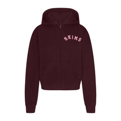 COTTON FLEECE CLASSIC ZIP UP HOODIE | CURRANT ARCHED SKIMS PLAID