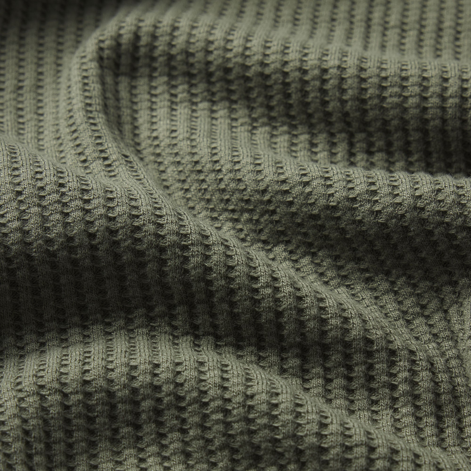 WAFFLE MENS LONG SLEEVE TOP | MILITARY GREEN