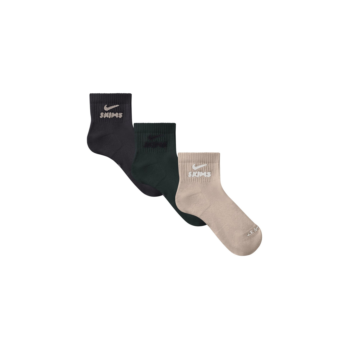 NikeSKIMS ACCESSORIES DRI-FIT��� QUARTER CREW SOCK 3-PACK | DARK TEAL MULTI