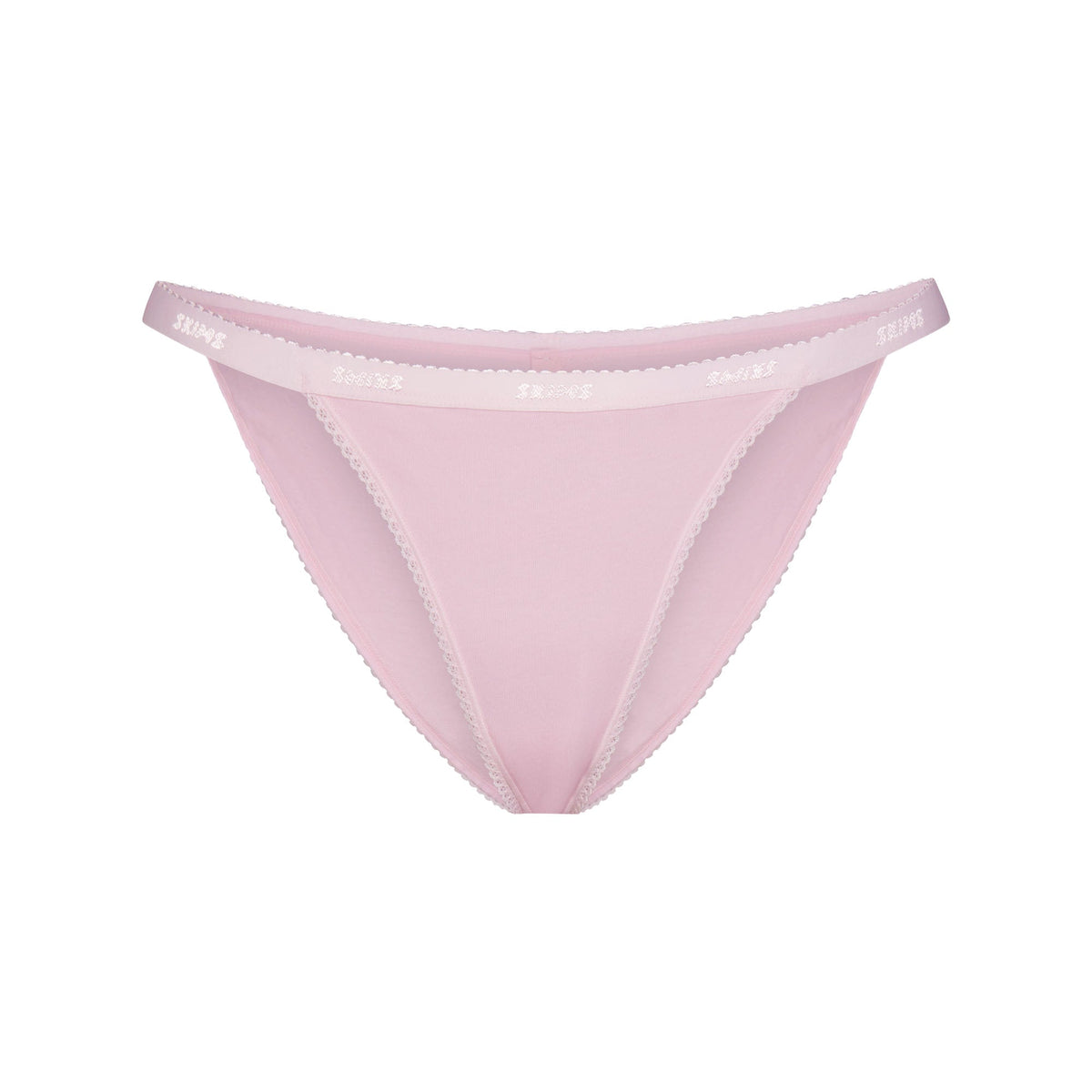 LIGHTWEIGHT COTTON LOGO PICOT STRING BIKINI | PEONY