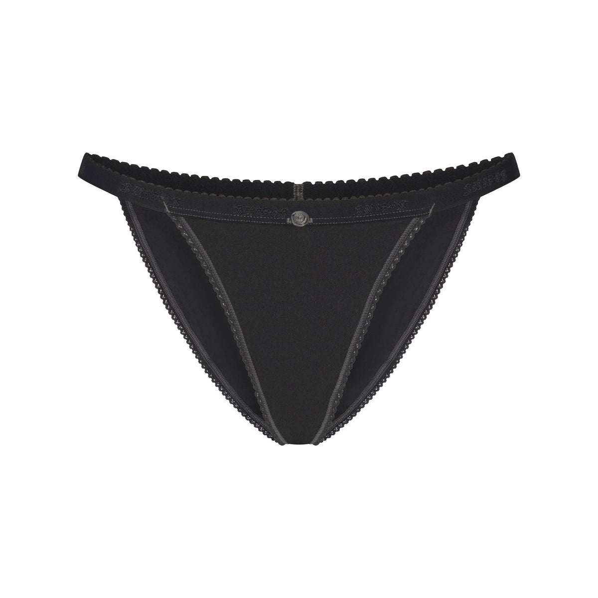 LIGHTWEIGHT COTTON LOGO PICOT STRING BIKINI | SOOT