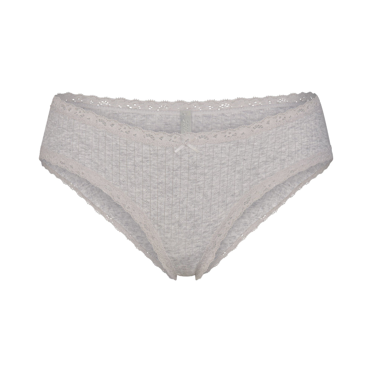LIGHTWEIGHT COTTON POINTELLE LACE BRIEF | LIGHT HEATHER GREY