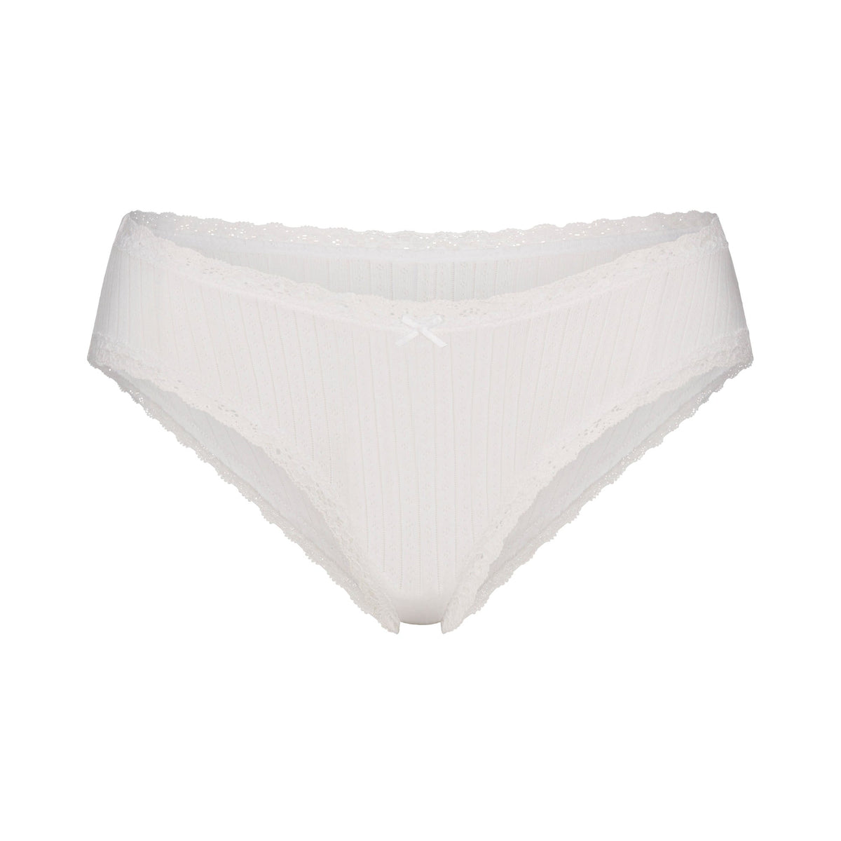 LIGHTWEIGHT COTTON POINTELLE LACE BRIEF | SNOW