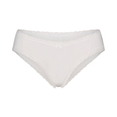 LIGHTWEIGHT COTTON LACE BRIEF | SNOW