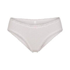 LIGHTWEIGHT COTTON POINTELLE LACE BRIEF | SNOW PEONY PIN DOT