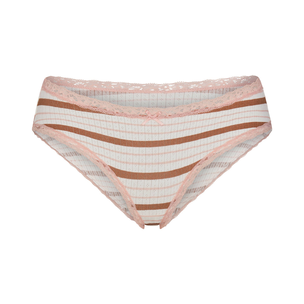 LIGHTWEIGHT COTTON POINTELLE LACE BRIEF | VILLA EGRET RUNWAY STRIPE