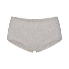 LIGHTWEIGHT COTTON LACE BOY SHORT | LIGHT HEATHER GREY
