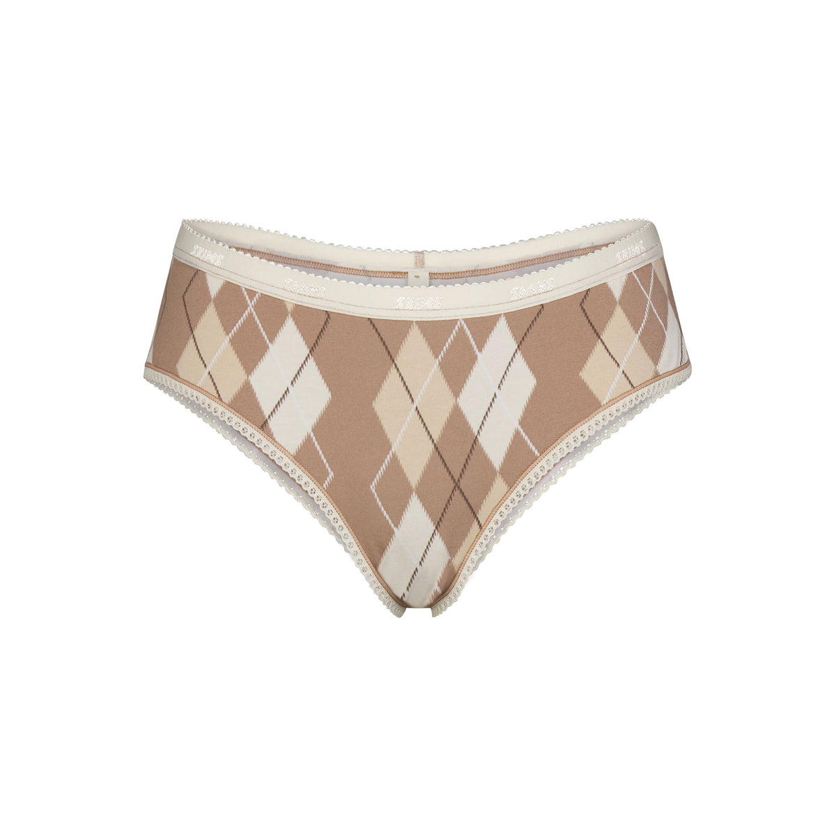 LIGHTWEIGHT COTTON LOGO PICOT HIPSTER | CAFE ARGYLE PRINT