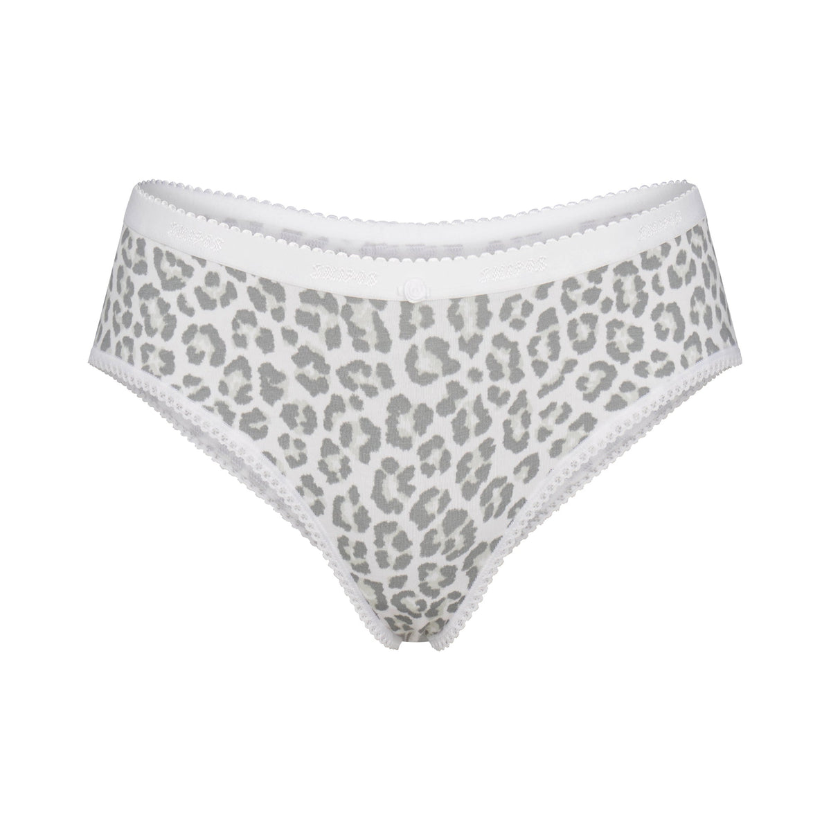LIGHTWEIGHT COTTON LOGO PICOT HIPSTER | SNOW LEOPARD PRINT