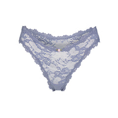 STRETCH LACE DIPPED THONG | SLATE