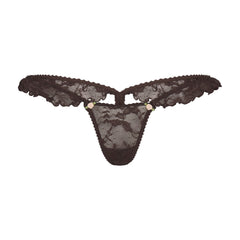 STRETCH LACE BUTTERFLY THONG | ESPRESSO
